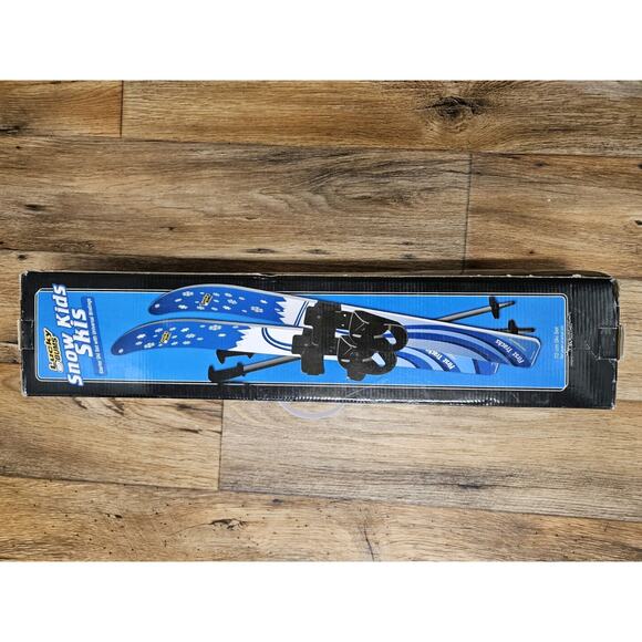 Lucky Bums Toddler Kids Beginner Plastic Snow Skis Adjustable Bindings Blue 70cm - Picture 2 of 9
